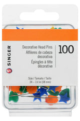 Singer, Decorative Flat Head Pins Size 24 - 1-1/2" 100pk Singer, Decorative Flat Head Pins Size 24 - 1-1/2" 100pk