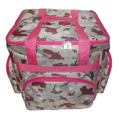 Tutto Serger Accessory Bag Rose Gray with Pink Daisies with Pink Trim Tutto Serger Accessory Bag Rose Gray with Pink Daisies with Pink Trim