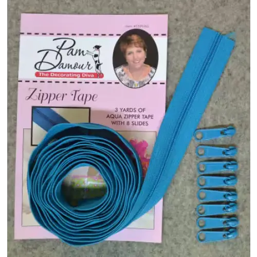 3 Yards of Reversible Coil Zipper Tape with 8 Slides - Aqua - Zippers 3 Yards of Reversible Coil Zipper Tape with 8 Slides - Aqua - Zippers