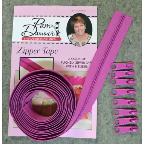 3 Yards of Reversible Coil Zipper Tape with 8 Slides - Fuschia - Zippers 3 Yards of Reversible Coil Zipper Tape with 8 Slides - Fuschia - Zippers