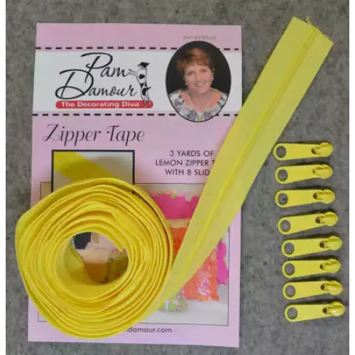 3 Yards of Reversible Coil Zipper Tape with 8 Slides - Lemon - Zippers 3 Yards of Reversible Coil Zipper Tape with 8 Slides - Lemon - Zippers