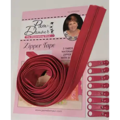 3 Yards of Reversible Coil Zipper Tape with 8 Slides - Watermelon 1 - Zippers 3 Yards of Reversible Coil Zipper Tape with 8 Slides - Watermelon 1 - Zippers