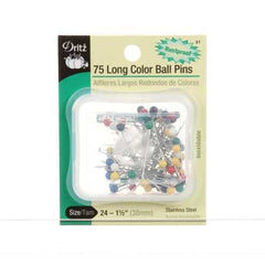 Dritz Long Color Ball Head Pin Size 24 - 1 1/2in 75ct Dritz Long Color Ball Head Pin Size 24 - 1 1/2in 75ct