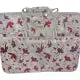 Tutto Large Embroidery Project Bag Rose Gray with Pink Daisies Gray Trim Tutto Large Embroidery Project Bag Rose Gray with Pink Daisies Gray Trim