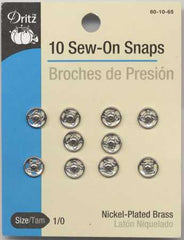 Dritz Snap Sew-On Size 1/0 Nickel Dritz Snap Sew-On Size 1/0 Nickel