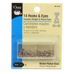 Dritz Hooks Eyes & Loops Nickel Size 2 Dritz Hooks Eyes & Loops Nickel Size 2
