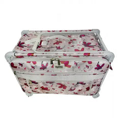Tutto 1XL Sewing Machine Trolley Rose Gray with Pink Daisies Gray Frame Tutto 1XL Sewing Machine Trolley Rose Gray with Pink Daisies Gray Frame
