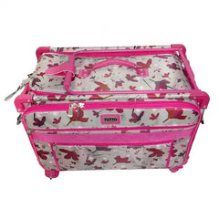 Tutto 1XL Sewing Machine Trolley Rose Gray with Pink Daisies Pink Frame Tutto 1XL Sewing Machine Trolley Rose Gray with Pink Daisies Pink Frame