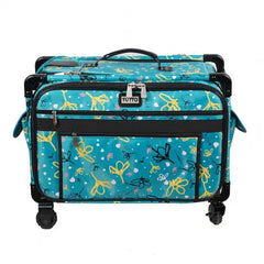 Tutto Sewing Machine Case On Wheels Extra Large 24in Aqua with Daisy Tutto Sewing Machine Case On Wheels Extra Large 24in Aqua with Daisy