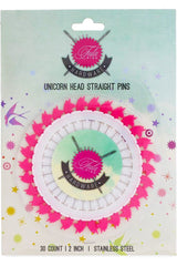 Tula Pink Unicorn Head, 2" Straight Pins 30 ct. Tula Pink Unicorn Head, 2" Straight Pins 30 ct.