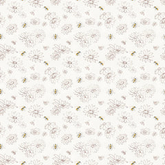 Clothworks Daisy Field - Floral Sketch Cream Clothworks Daisy Field - Floral Sketch Cream