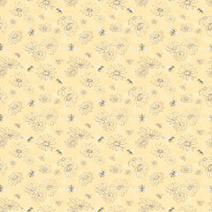 Clothworks Daisy Field - Floral Sketch Light Gold Clothworks Daisy Field - Floral Sketch Light Gold