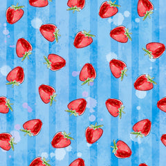 Sweet Summertime | Strawberry Stripe Blue by Duncan MacDougal for 3 Wishes (Sold By 1/2 Meter) Sweet Summertime | Strawberry Stripe Blue by Duncan MacDougal for 3 Wishes (Sold By 1/2 Meter)