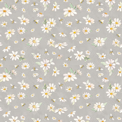 Clothworks Daisy Fields- Daisies & Bees Gray Clothworks Daisy Fields- Daisies & Bees Gray