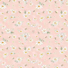 Clothworks Daisy Fields-Daisies & Bees Light Coral Clothworks Daisy Fields-Daisies & Bees Light Coral