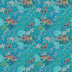 Whimsy - Bloom Teal Yardage Whimsy - Bloom Teal Yardage