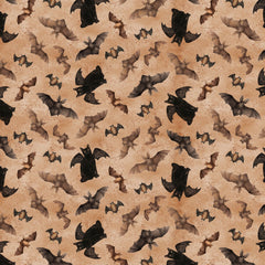 Clothworks Gothic Halloween-Bats & Cats Rust Clothworks Gothic Halloween-Bats & Cats Rust