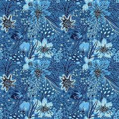 Whimsy - Blue Florals (Sold By 1/2 Meter) Whimsy - Blue Florals (Sold By 1/2 Meter)