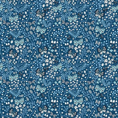 Whimsy - Butterflies Blue Yardage (Sold By 1/2 Meter) Whimsy - Butterflies Blue Yardage (Sold By 1/2 Meter)