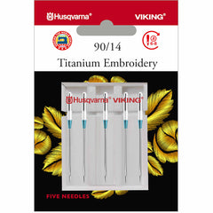 HUSQVARNA® VIKING® Titanium Embroidery Needles Size 90/14 5-Pack HUSQVARNA® VIKING® Titanium Embroidery Needles Size 90/14 5-Pack