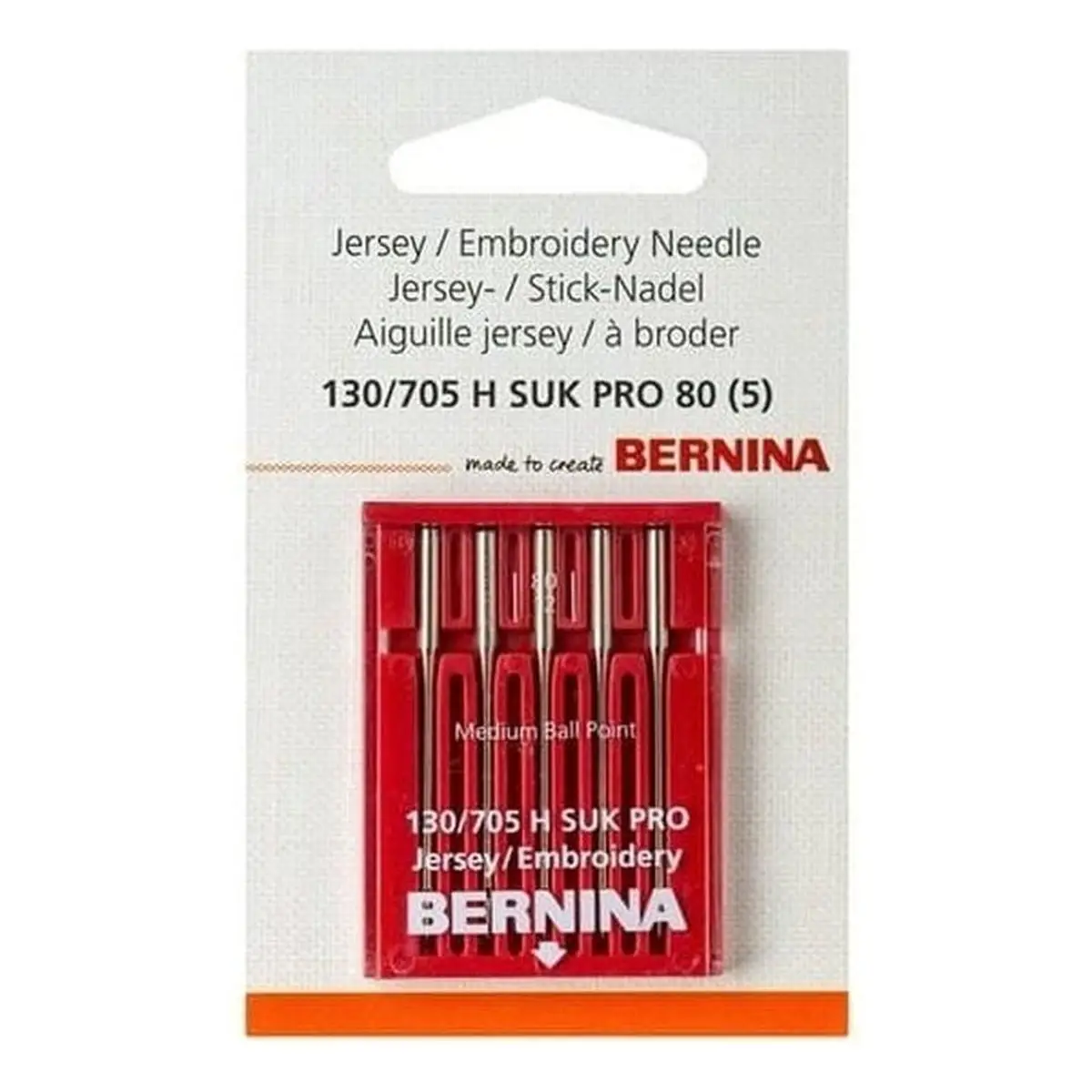 Bernina Jersey/Embroidery Needles 130/705 H SUK PRO - 5/PKG Bernina Jersey/Embroidery Needles 130/705 H SUK PRO - 5/PKG