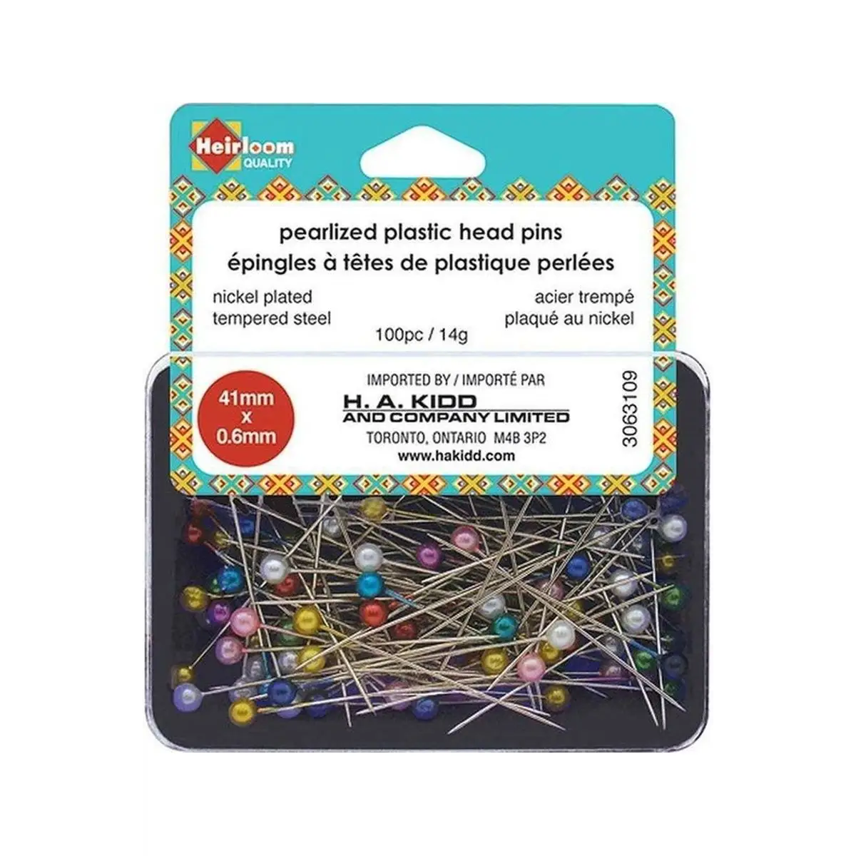 HEIRLOOM Extra Long Pearlized Plastic Head Pins - Assorted Colours - 41mm 15?8? HEIRLOOM Extra Long Pearlized Plastic Head Pins - Assorted Colours - 41mm 15?8?