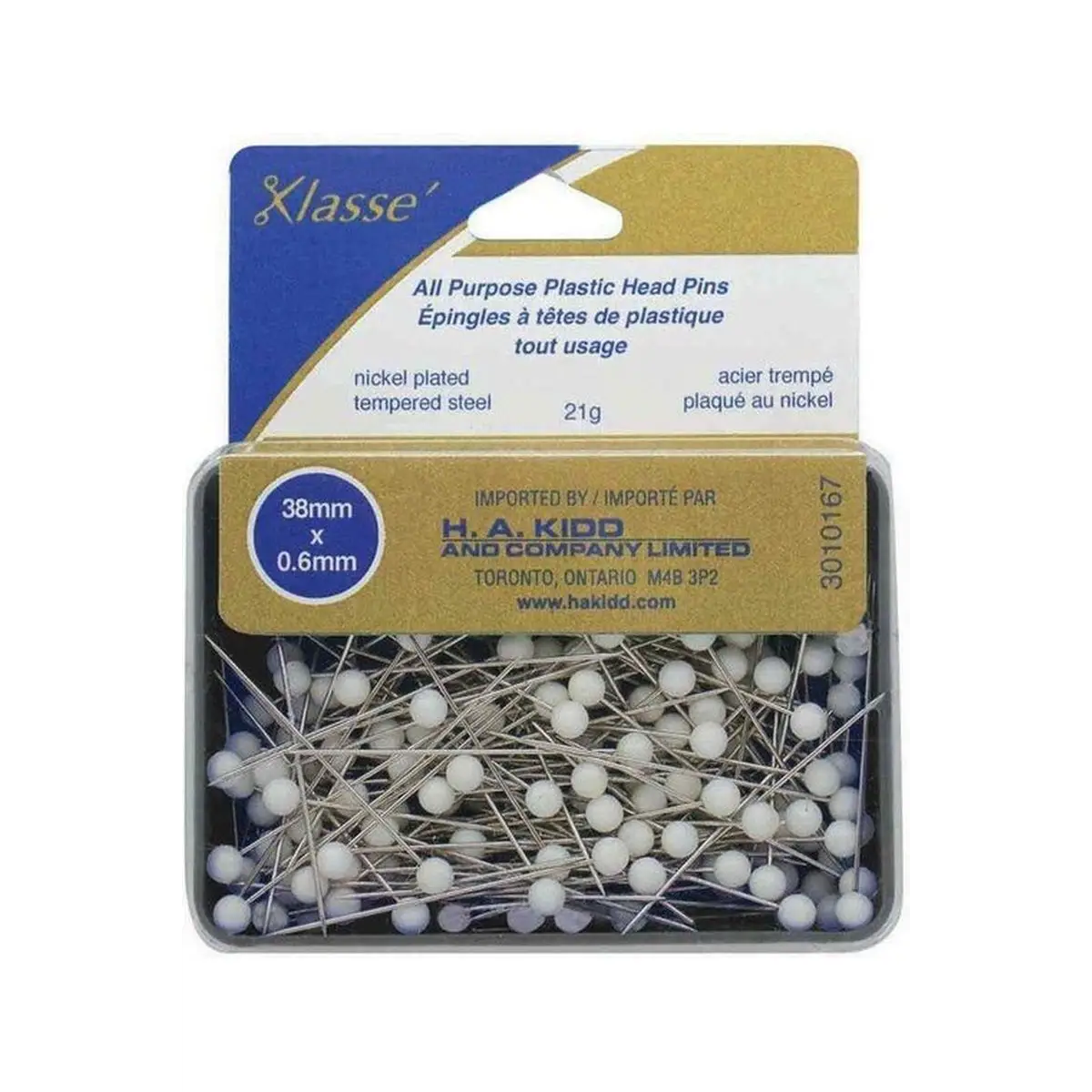 KLASSE´ All Purpose Plastic Head Pins White 170pcs - 38mm 11?2? KLASSE´ All Purpose Plastic Head Pins White 170pcs - 38mm 11?2?