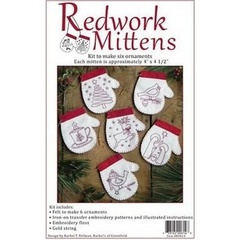 Redwork Mittens Ornament Kit Redwork Mittens Ornament Kit