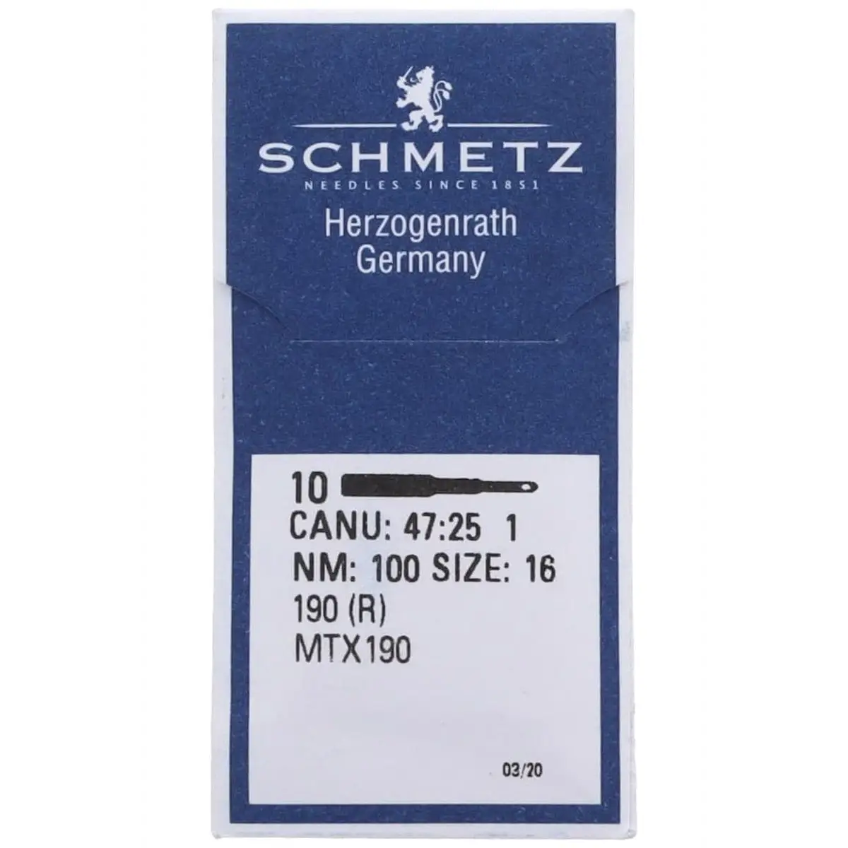 Schmetz 190 R MTx190 Industrial Needles - 10/Pkg Schmetz 190 R MTx190 Industrial Needles - 10/Pkg
