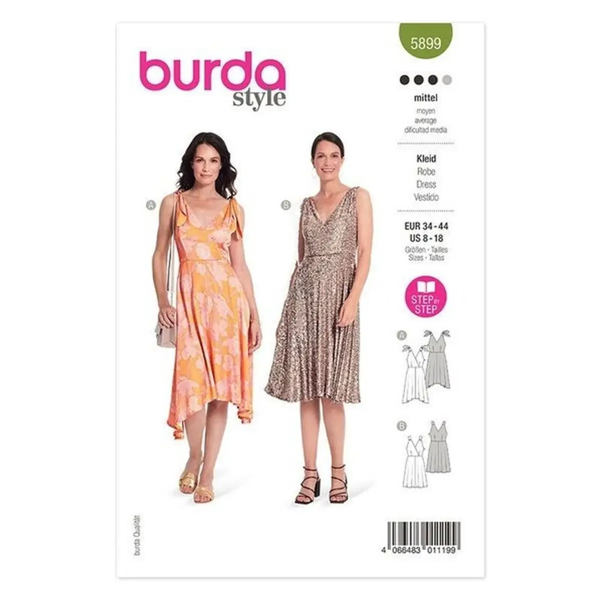 BURDA - 5899 V-neck Sleeveless Dress with Full Skirt BURDA - 5899 V-neck Sleeveless Dress with Full Skirt