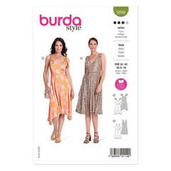 BURDA - 5899 V-neck Sleeveless Dress with Full Skirt BURDA - 5899 V-neck Sleeveless Dress with Full Skirt