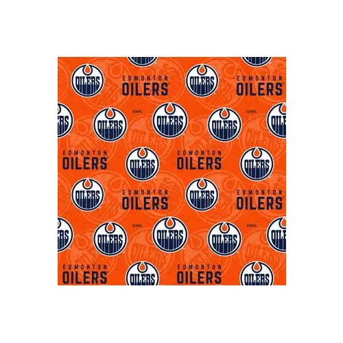 Fabric, Sykel Enterprises Fabric, NHL Edmonton Oilers Flannel Fabric, Sykel Enterprises Fabric, NHL Edmonton Oilers Flannel