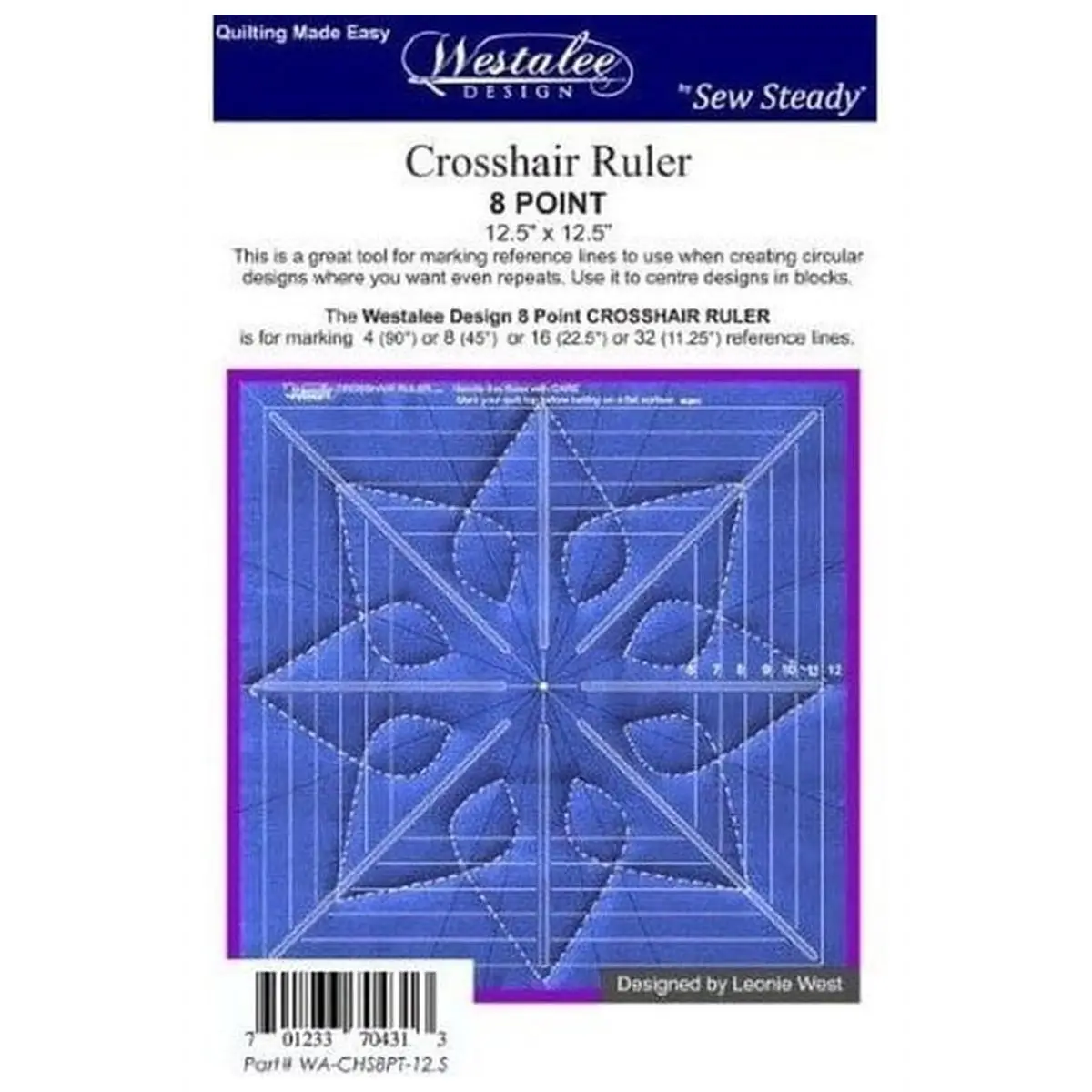 Westalee 8 Point Crosshair Square Deluxe 12.5" With Block Lines #WA-CHS8PT-12.5 Westalee 8 Point Crosshair Square Deluxe 12.5" With Block Lines #WA-CHS8PT-12.5