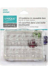 UNIQUE SEWING Plastic Bobbins in Reusable Box - 12pcs UNIQUE SEWING Plastic Bobbins in Reusable Box - 12pcs