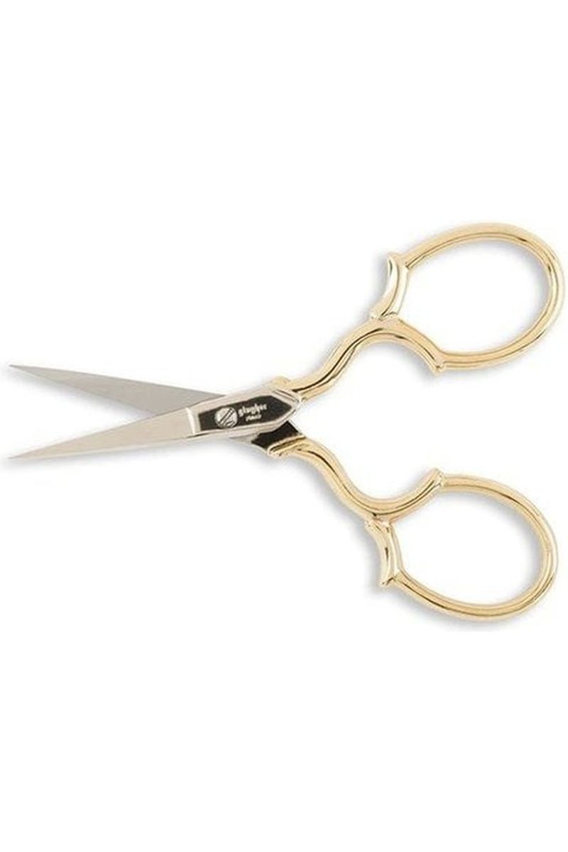 Gingher Gold-Handled Epaulette Embroidery Scissors - 3 1/2" Gingher Gold-Handled Epaulette Embroidery Scissors - 3 1/2"