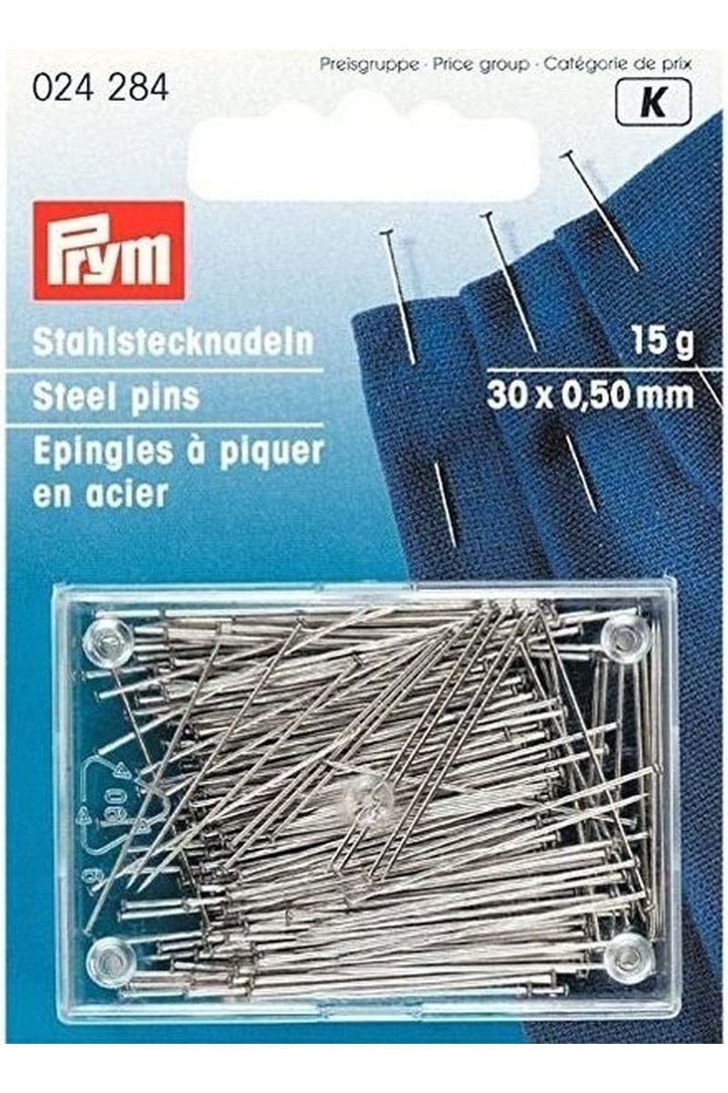 Prym Pins 0.50 x 30mm silver 15g with box Prym Pins 0.50 x 30mm silver 15g with box