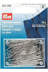 Prym Pins 0.50 x 30mm silver 15g with box Prym Pins 0.50 x 30mm silver 15g with box