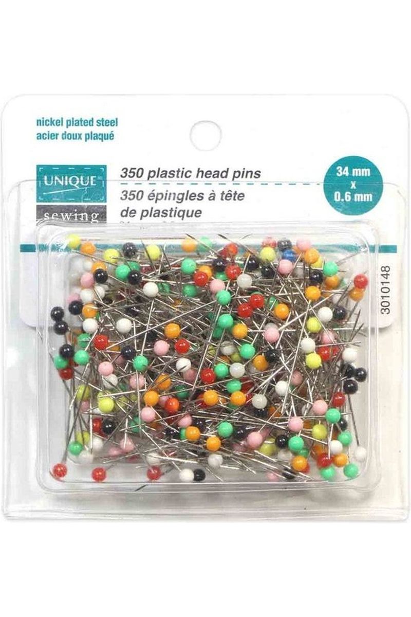 UNIQUE SEWING Plastic Head Pins - Assorted Colours - 350 pcs - 34mm 1 15/16? UNIQUE SEWING Plastic Head Pins - Assorted Colours - 350 pcs - 34mm 1 15/16?