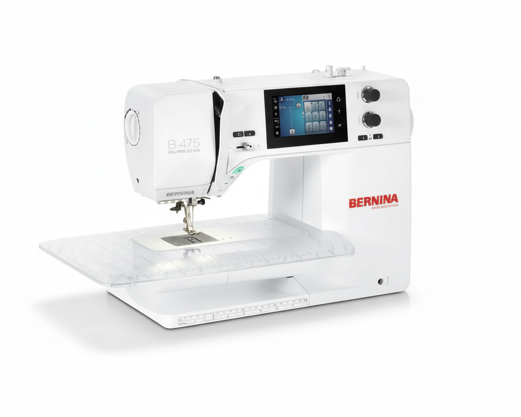 White Bernina sewing machine on a white background