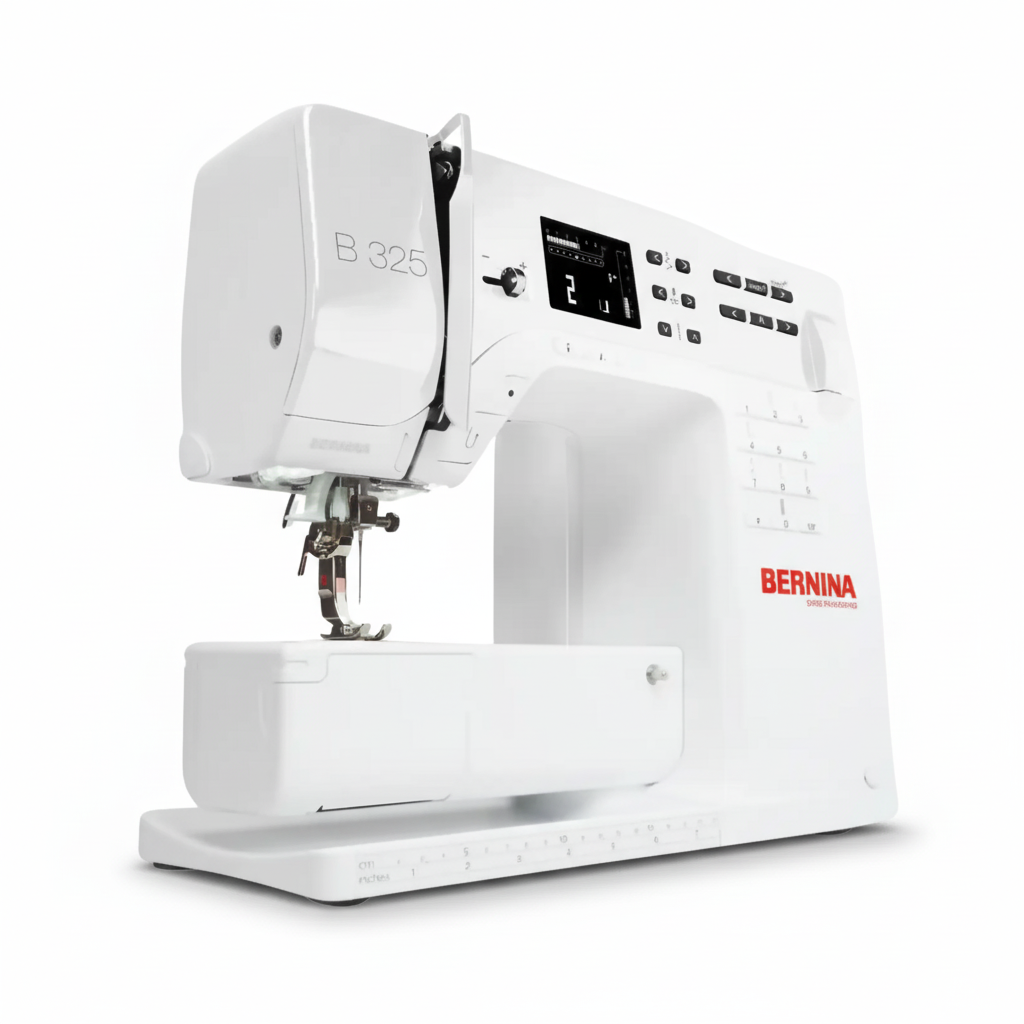 White Bernina sewing machine on a white background