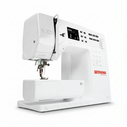 White Bernina sewing machine on a white background
