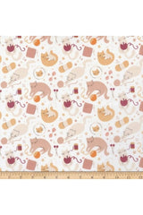 Fabric, Camelot Fabrics, Smitten Kittens - White