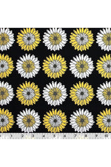 Fabric, Fabric CreationsBlack with Yellow and White Daisy Flowers