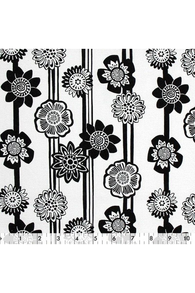Black and White Stripes with Flowers
