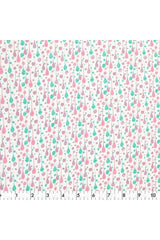 Fabric Creations, White with Pink, Purple and Blue Water Drops