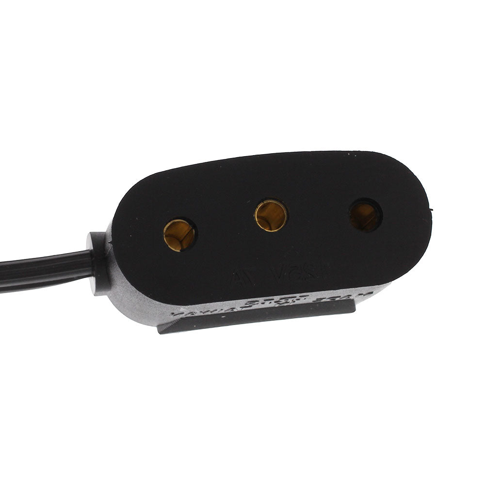 Close-up of a guitar pickup with three screws on a white background