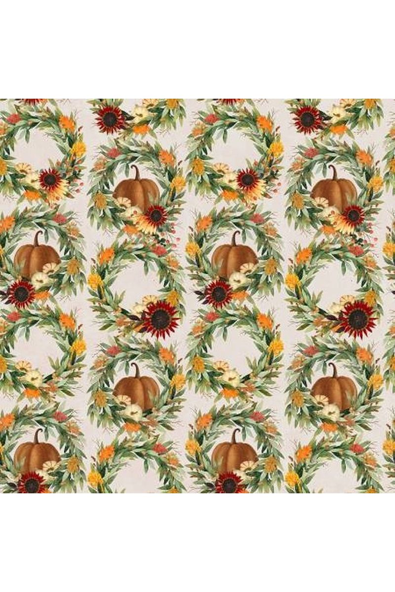 Fabric, Happy Fall Beige Wreath