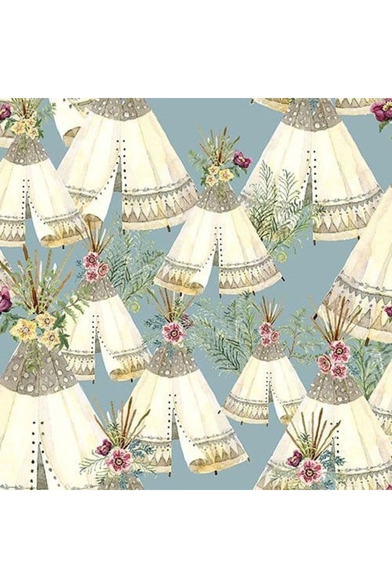Fabric, Forest Friends Tee Pee - 18675-Blue
