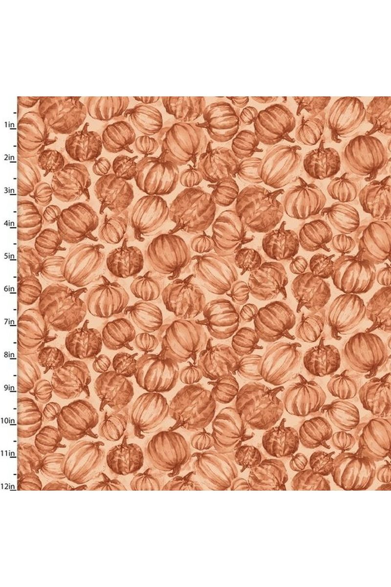 Fabric, 3 Wishes Fabrics, Happy Harvest Collection - Orange Tonal Pumpkins