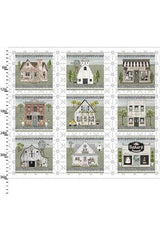 Fabric, 3 Wishes Fabrics, White Cottage Farm, Village 36 inch Panel - 20883-Panel